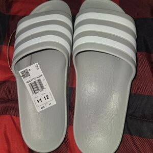 Adidas Adilette Aqua Gray and White Slides